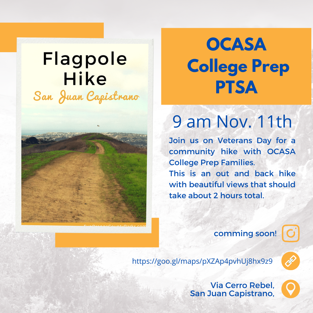 OCASA Elementary PTSA Meeting Reminder, 1/12 @ 6:30 pm
